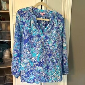 Lilly Pulitzer Blue Floral Elsa Top